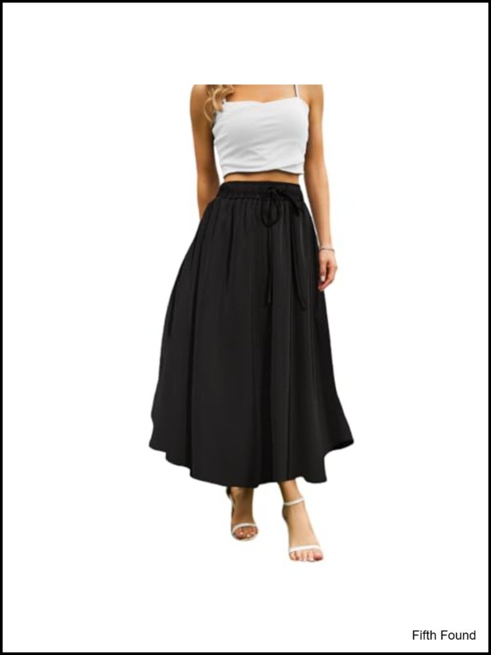 Maxi Skirt with Pockets Elastic Waist A-Line Flared Hem Summer